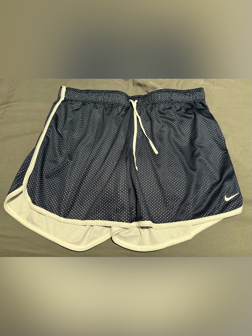 Nike Navy Mesh Athletic Shorts with White Trim